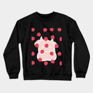 Strawberry Cow Pattern, Cute , Cartoon Crewneck Sweatshirt